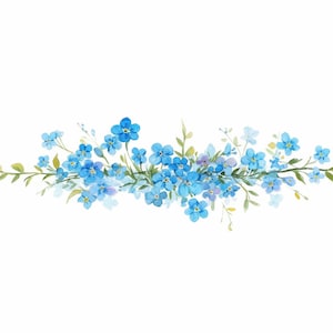 Paquete de 12 elegantes imágenes prediseñadas de No me olvides, ilustraciones de flores azules en acuarela para imprimir, archivos JPG de alta calidad, diarios basura, manualidades de papel