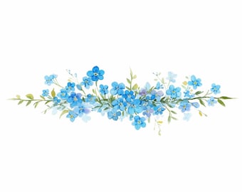 12 Elegant Forget Me Not Clipart Bundle, Printable Watercolor Blue Flower Image Illustrations, High Quality JPGs, Junk Journals, Paper Craft