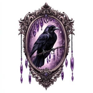 13 Gothic Ravens Table Clipart Bundle, Halloween Raven Clipart, Tworzenie kartek, Scrapbooking, Wysokiej jakości JPG, Pobieranie cyfrowe, Junk Journals