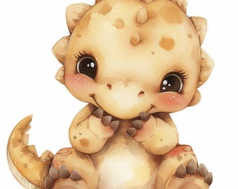 10 goldene Dinosaurier Clipart Bundle, Kinderzimmer Illustrationen, druckbare Aquarell Clipart, hochwertige JPG, Papiermodelle, Junk Journal