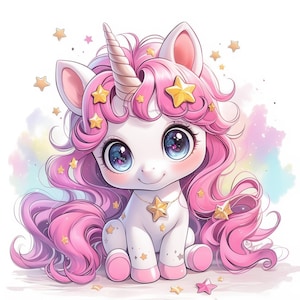 18 Cute Baby Unicorn Clipart Bundle, Printable Watercolor clipart, High Quality JPGs, junk journal, Digital downloads, Paper crafts, Cards
