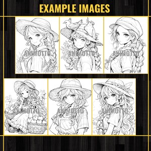 Anime Farmer Girls Adult Coloring Book 75 Handsome Coloring Pages,Grayscale Cowgirl Anime Manga Coloring Page,Instant Download,Printable PDF