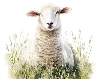 20 Farmyard Sheep Watercolor Clipart Bundle, Printable Lamb Illustrations, High Quality JPG, Digital download, paper craft, junk journals