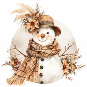 14 Schneemann Clipart Bundle, Winterlandschaften Bilder Illustrationen, druckbare Aquarell Cliparts, hochwertige JPGs, Papiermodelle, Junk Journals