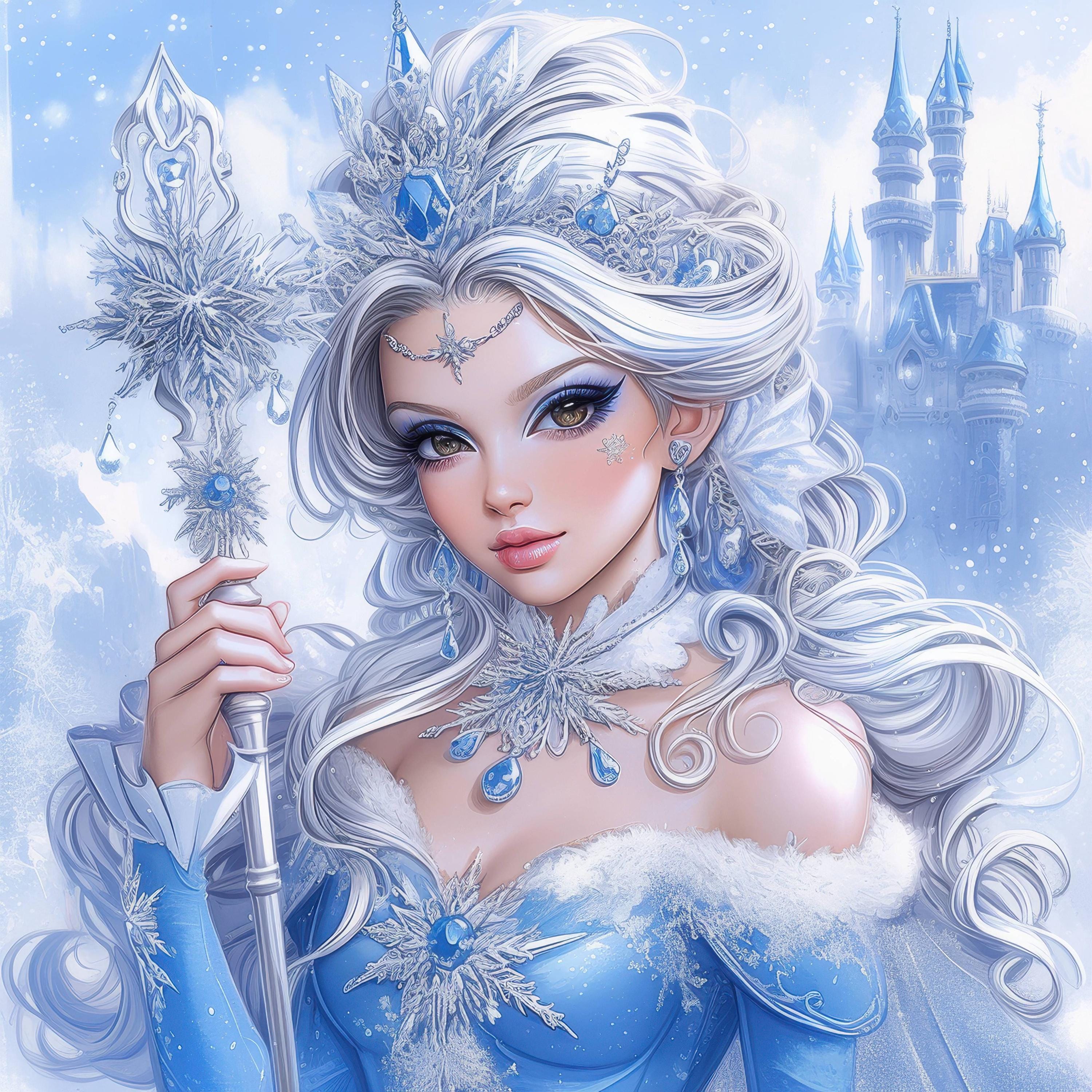 12 Snow Princess Clipart Bundle, Winter Princess Prints Illustrations ...