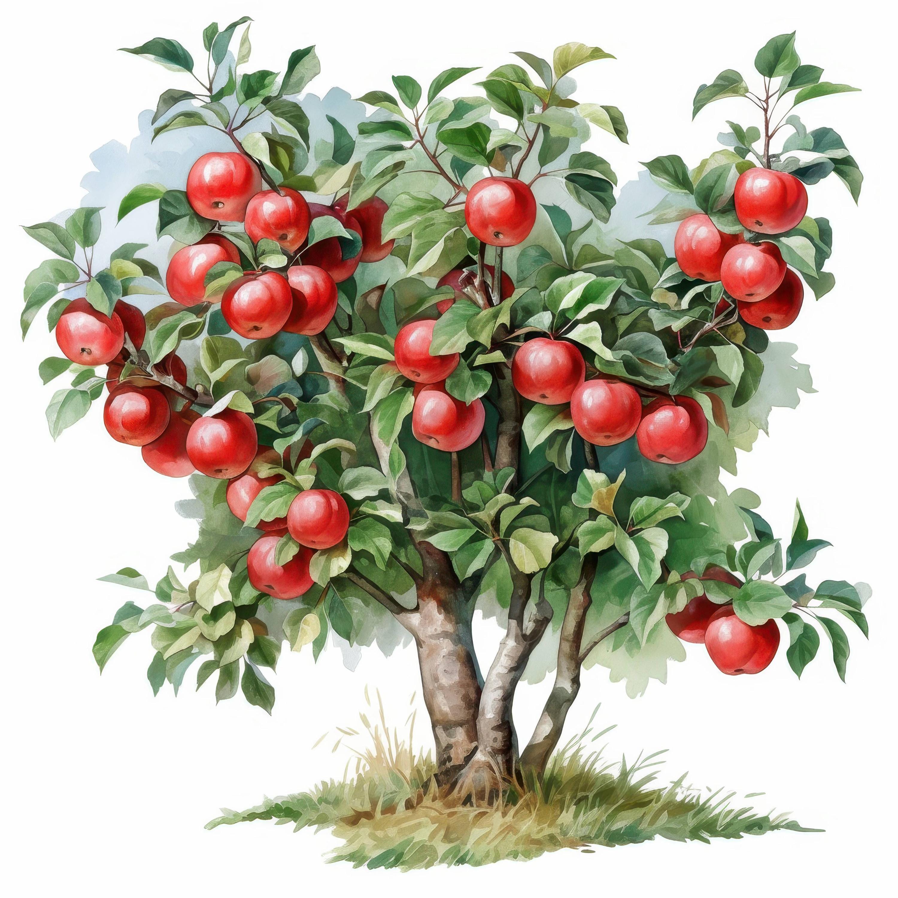 14 Apple Trees Clipart Bundle, Printable Watercolor Tree With Apples ...