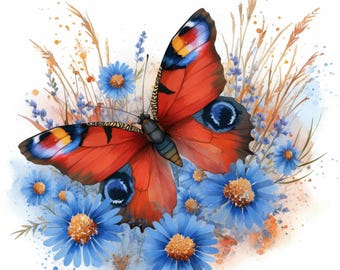Paquete de 14 imágenes prediseñadas de mariposas silvestres, imágenes prediseñadas de mariposas de acuarela imprimibles, ilustraciones para hacer tarjetas, JPG de alta calidad, diario basura