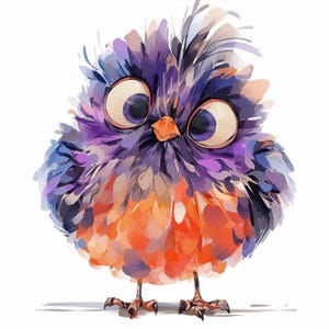 10 verrückte Vögel Clipart, süße lustige Vögel Illustrationen, druckbare Aquarell Clipart, hochwertige JPG Dateien, Papierhandwerk, Junk Journals