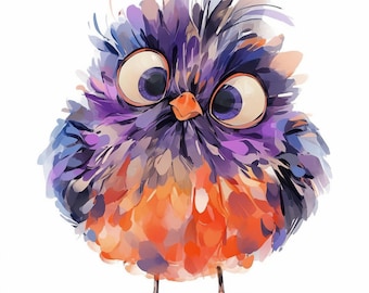 10 verrückte Vögel Clipart, süße lustige Vögel Illustrationen, druckbare Aquarell Clipart, hochwertige JPG Dateien, Papierhandwerk, Junk Journals