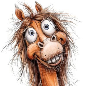 12 Funny Cute Horse Clipart Bundle, Quirky Horse Illustrations, Printable Watercolor Clipart, High Quality JPG, Paper craft, Junk Journals