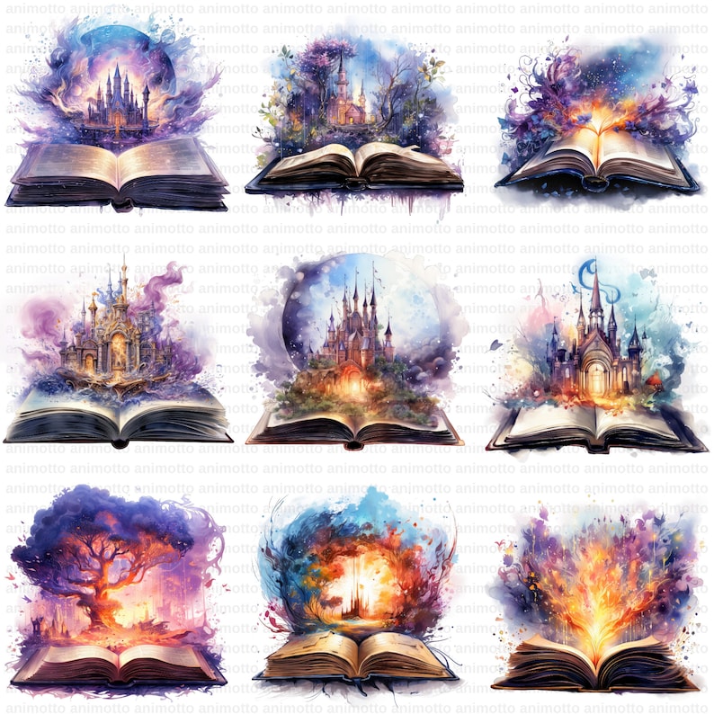 Watercolor Fantasy Books Clipart | Fantasy Graphics, Fairytale and ...
