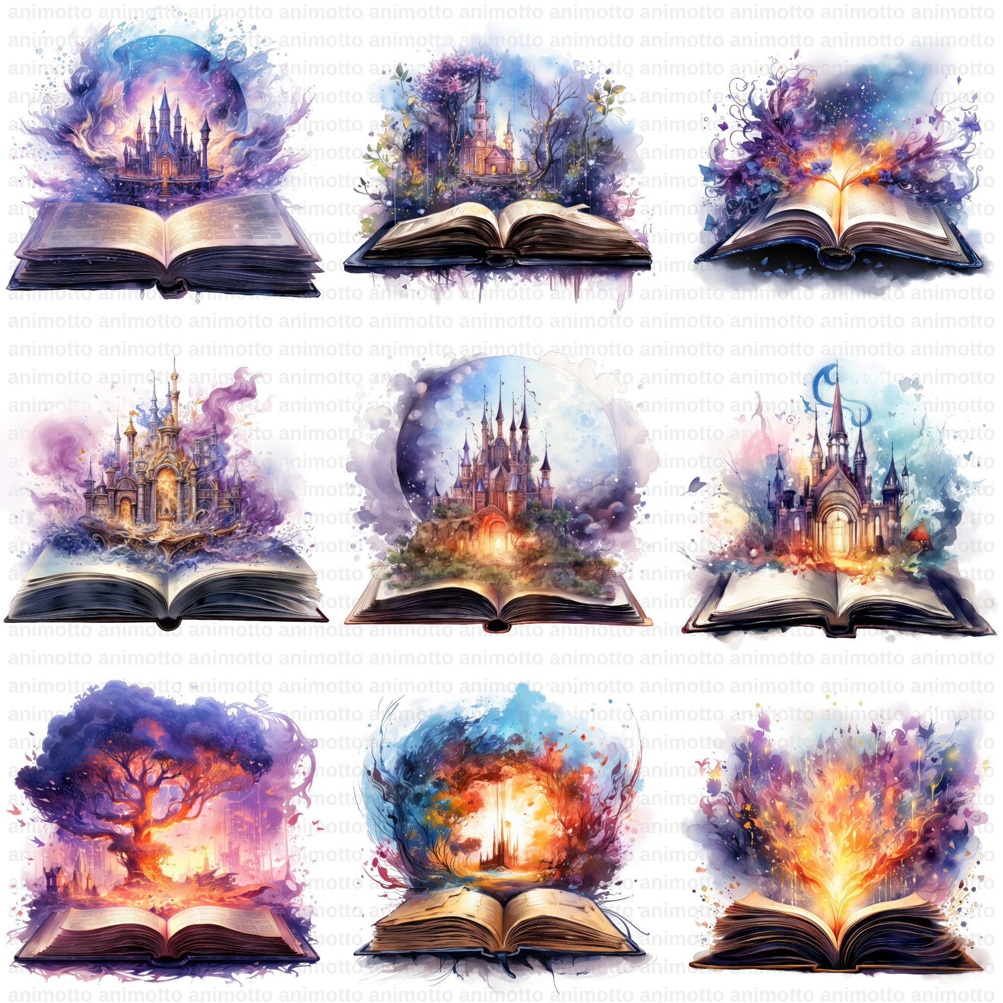Watercolor Fantasy Books Clipart | Fantasy Graphics, Fairytale and ...