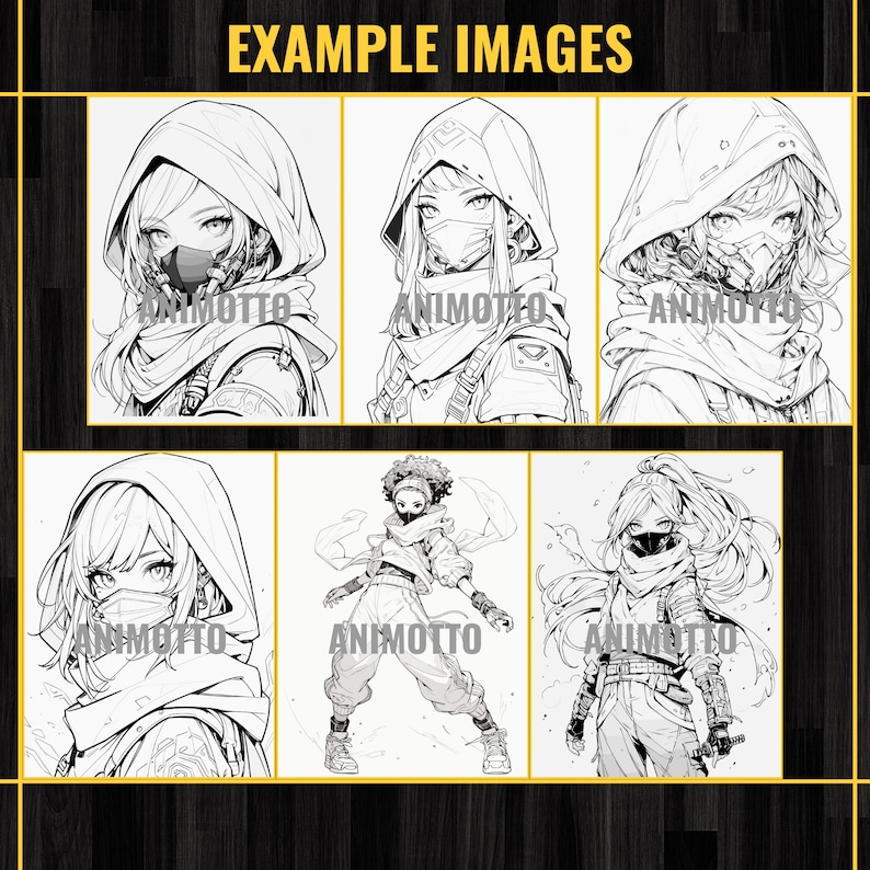 Anime Ninja Girls Manga 70 Coloring Page Book, Fantasy Anime Coloring Pages for Adults and Kids, Instant Download, Printable PDF & JPG