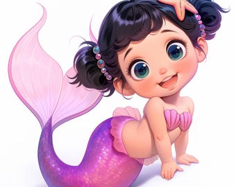 13種類のかわいいピンクのマーメイドクリップアートセット、印刷可能な水彩画の愛らしいクリップアート、高品質JPG、デジタルダウンロード、ペーパークラフト、ジャンクジャーナル