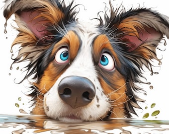 Paquete de 17 imágenes prediseñadas de cachorros peculiares, imágenes prediseñadas imprimibles de perros divertidos y peculiares en acuarela, JPG de alta calidad, manualidades de papel, descarga digital, diario basura