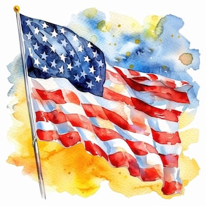 12 USA Flag Clipart Bundle, Watercolor USA Flag, Printable Watercolor clipart, High Quality JPGs, Digital download, Paper craft, sublimation