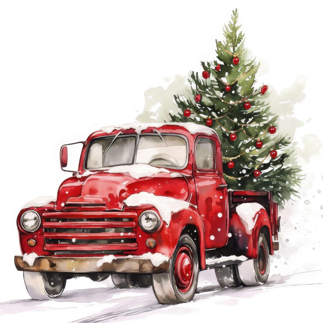 11 Christmas Pickup Clipart Bundle, Festive Truck Graphics, Printable ...
