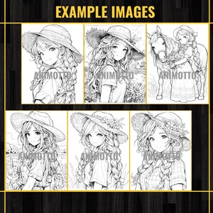 Anime Farmer Girls Adult Coloring Book 75 Handsome Coloring Pages,Grayscale Cowgirl Anime Manga Coloring Page,Instant Download,Printable PDF
