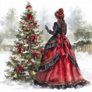 15 Viktorianische Weihnachtszeit Clipart Bundle, druckbare Aquarell Paar Clipart, hochwertige JPGs, Papierhandwerk, digitaler Download, Journals