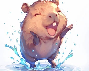 18種類のかわいいカピバラのクリップアートセット、赤ちゃんカピバラの画像、印刷可能な水彩画のクリップアート、高品質のJPG、ペーパークラフト、ジャンクジャーナル