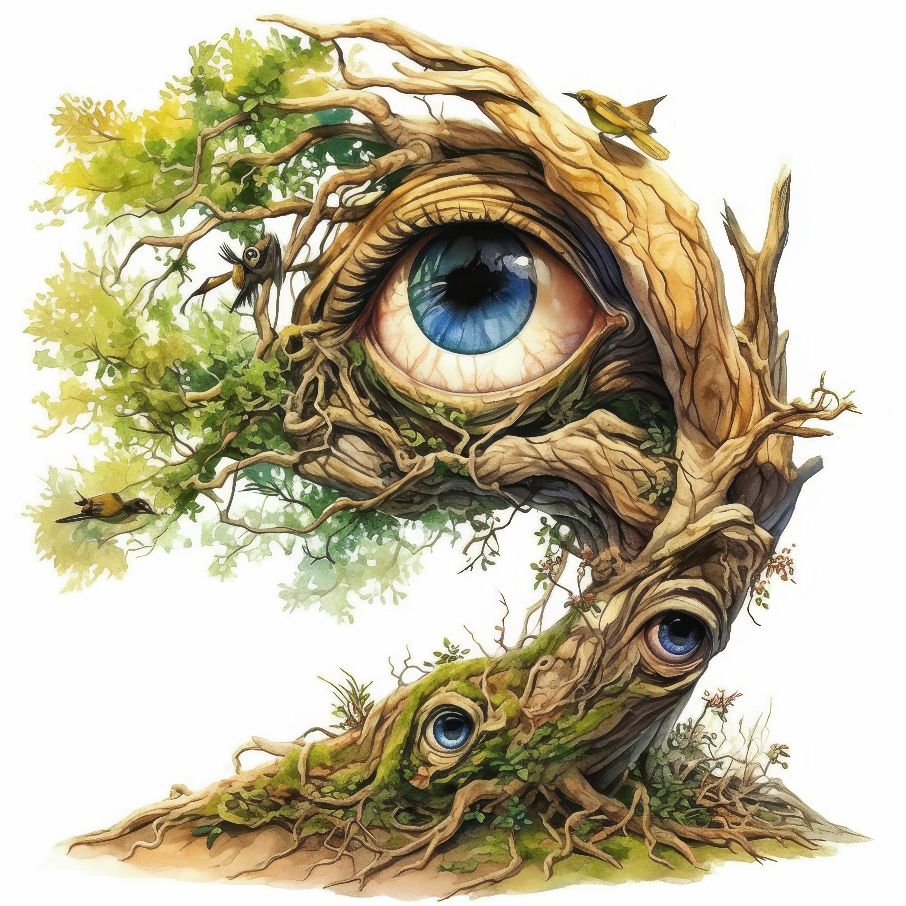 22 Fantasy Tree Eyes Clipart Bundle, Eyes With Tree Illustrations ...
