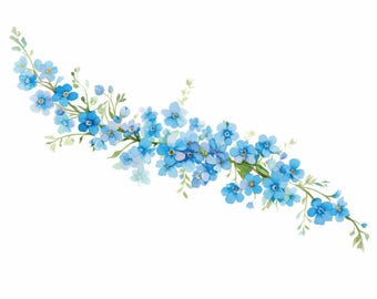 12 Forget Me Not Borders Clipart Bundle, Floral Frame Clipart, Printable Watercolor Clipart, High Quality JPG, Paper craft, Junk Journals