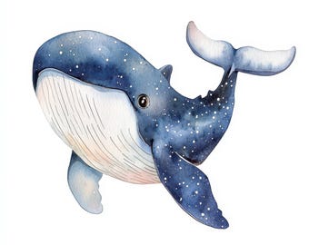 18 Baby Whale Clipart Bundle, Whale Illustration, Printable Watercolor clipart, High Quality JPGs, Digital download, Paper craft, journals