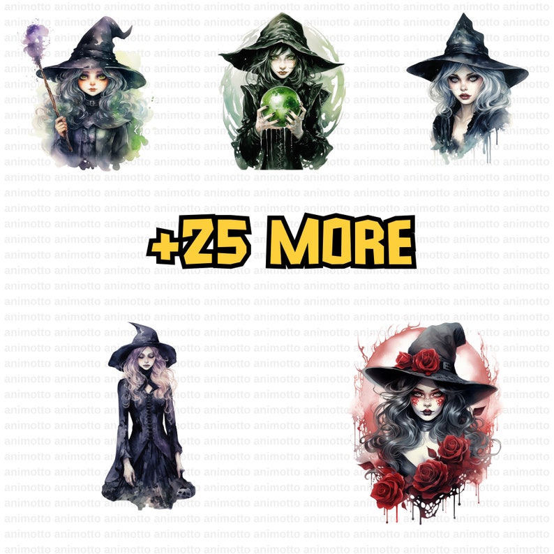 Watercolor Gothic Witches Clipart PNG | Dark Witch, Magic Fantasy ...