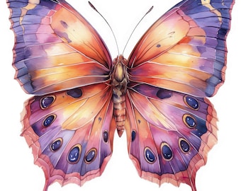25 Realistic Butterflies Clipart Set, Insect Illustrations, Printable Watercolor Clipart, High Quality JPG, Digital Download, Commercial Use