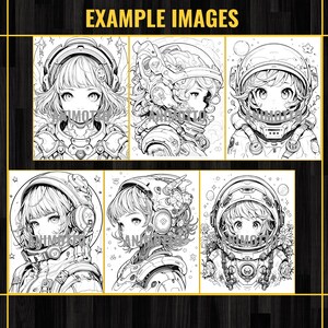 Anime Space Girls Manga 75 Coloring Page Book, Astronaut Anime Coloring Pages for Adults and Kids, Instant Download, Printable PDF & JPG