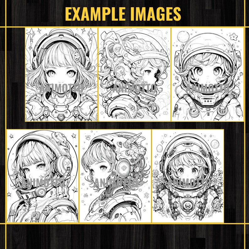 Anime Space Girls Manga 75 Coloring Page Book, Astronaut Anime Coloring Pages for Adults and Kids, Instant Download, Printable PDF & JPG