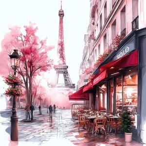 Lot de 12 cliparts Tour Eiffel, aquarelle imprimable Paris France Clipart, fichiers JPG de haute qualité, créations en papier, téléchargement numérique, journaux indésirables