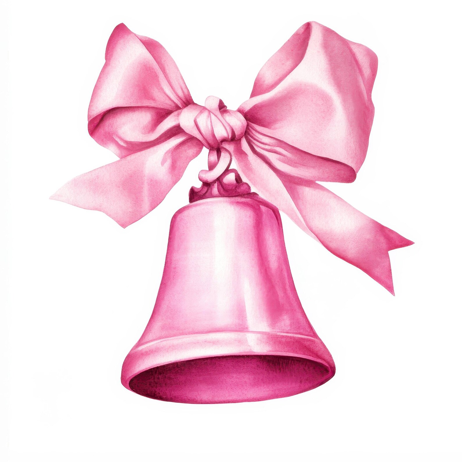 12 Powder Pink Bells Clipart Bundle, Printable Watercolor Vintage Bell ...