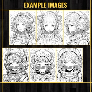 Anime Space Girls Manga 75 Coloring Page Book, Astronaut Anime Coloring Pages for Adults and Kids, Instant Download, Printable PDF & JPG