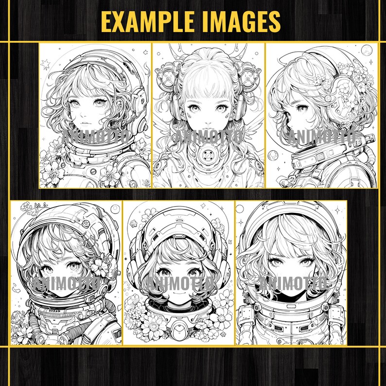 Anime Space Girls Manga 75 Coloring Page Book, Astronaut Anime Coloring Pages for Adults and Kids, Instant Download, Printable PDF & JPG