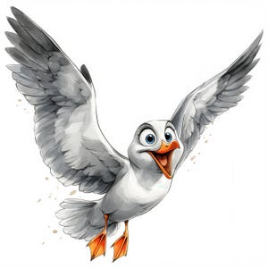 13 divertenti clipart di gabbiani, clipart di gabbiani ad acquerello stampabili, stampe di gabbiani JPG di alta qualità Download digitale Artigianato di carta, diari spazzatura