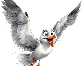 13 imágenes prediseñadas de gaviotas divertidas, imágenes prediseñadas de gaviotas de acuarela imprimibles, impresiones de gaviotas en alta calidad JPG, descarga digital, manualidades de papel, diarios basura