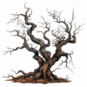 Pacchetto di 11 Clipart di alberi secchi, illustrazioni di immagini di alberi infestati, Clipart di acquerelli stampabili, JPG di alta qualità, creazioni di carta, diari di scarto