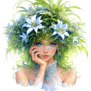 10 Lily Of The Valley Fairy Clipart Bundle, Fantasy Illustrations, Printable Watercolor Clipart, High Quality JPG, Paper craft, Junk Journal