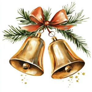 16 Christmas Bells Clipart Bundle, Elegant Bell Illustrations ...