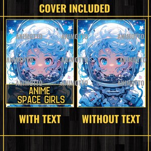 Anime Space Girls Manga 75 Coloring Page Book, Astronaut Anime Coloring Pages for Adults and Kids, Instant Download, Printable PDF & JPG