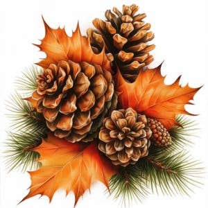 16 Autumn Fall Cluster Clipart Bundle, Illustrazione autunnale, Clipart acquerello stampabile, JPG di alta qualità, Artigianato di carta digitale, diario spazzatura