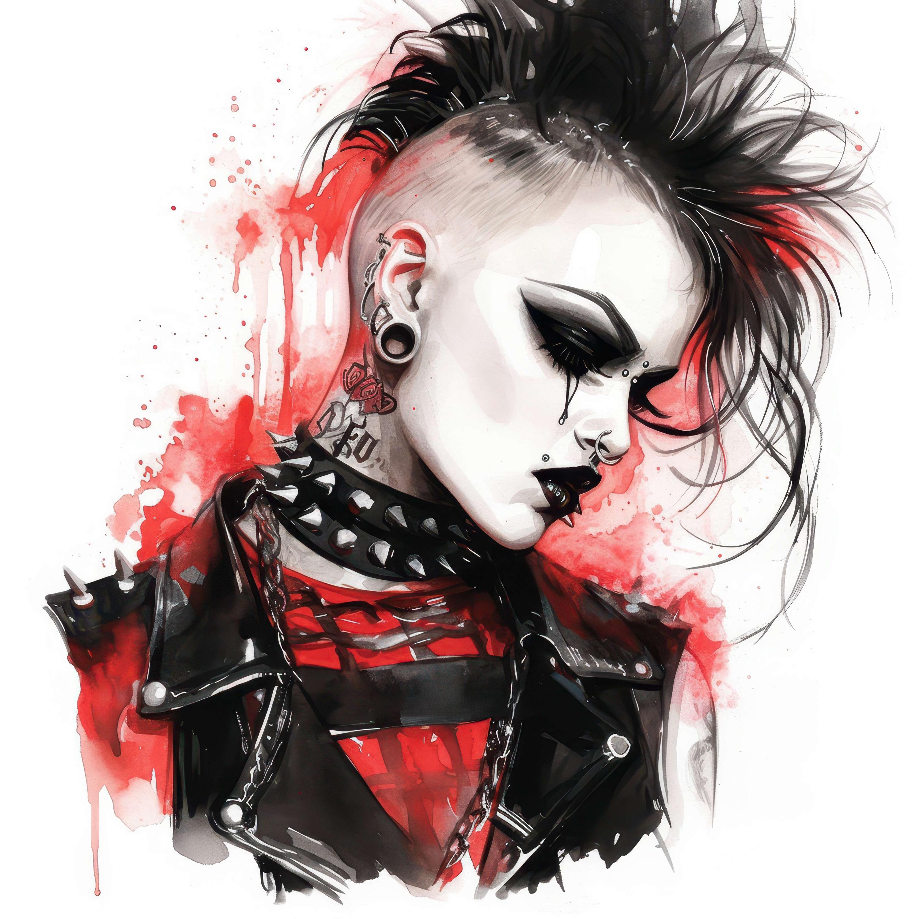 11 Punk Clipart, Abstract Punk Monster Images, Printable Watercolor ...