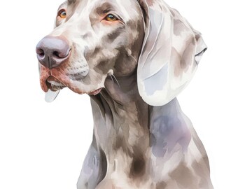 10 Weimaraner Dog Clipart, Wild Dog Design For Crafting, Printable Watercolor Clipart, Instant Digital Download, Scrapbooking, Junk Journals