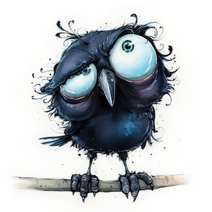 17 eigenzinnige kraai vogel clipart bundel, afdrukbare grillige clipart illustratie hoge kwaliteit jpg digitale download papier ambachtelijke kaart maken afbeelding