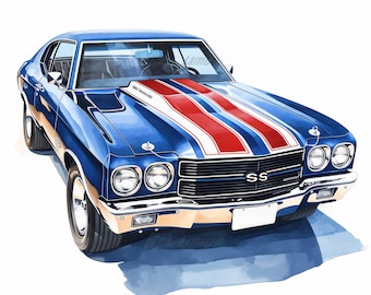 Paquete de 17 imágenes prediseñadas de automóviles, ilustraciones de autos retro, imágenes prediseñadas de acuarela imprimibles, JPG de alta calidad, manualidades de papel, revistas basura