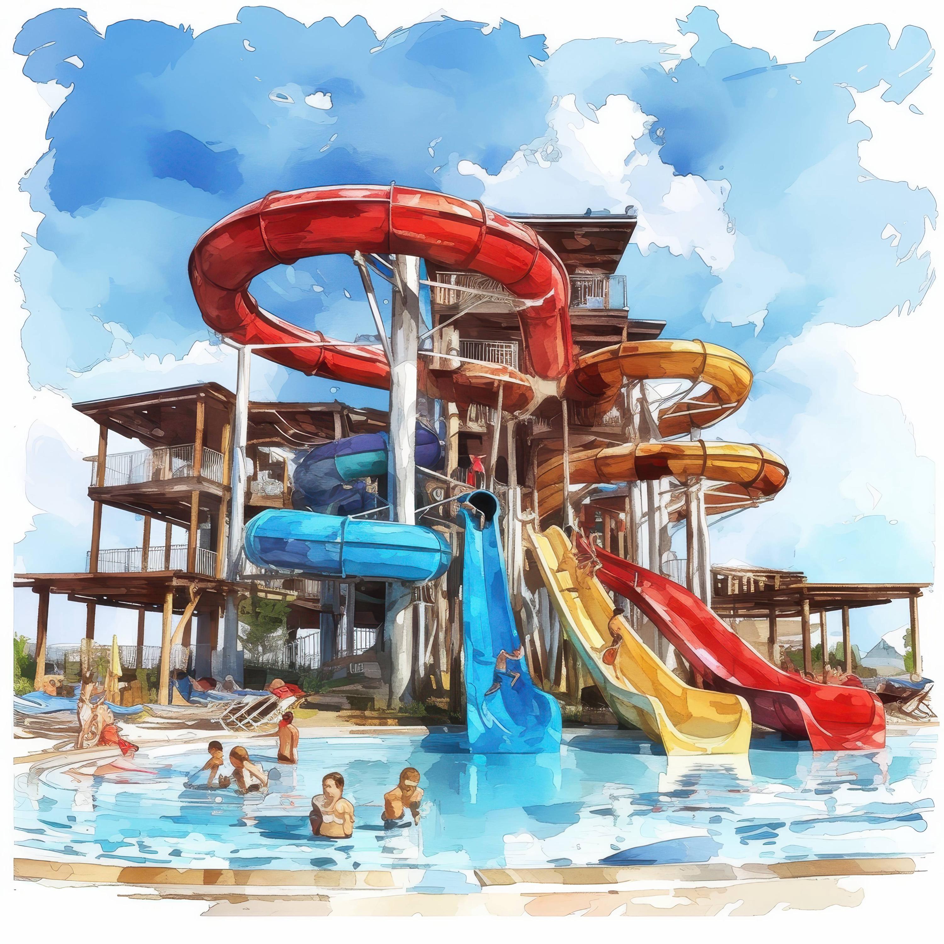 Water Coaster Rides Graphic 14 Water Ride Clipart Set, Swings and Slides Illustrations, Printable ...