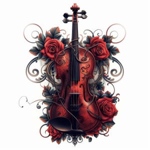 15 elegante viool clipartbundel, afdrukbare muziekinstrument afbeelding, hoge kwaliteit JPG, digitale download, Paper Craft, junk journal, vintage
