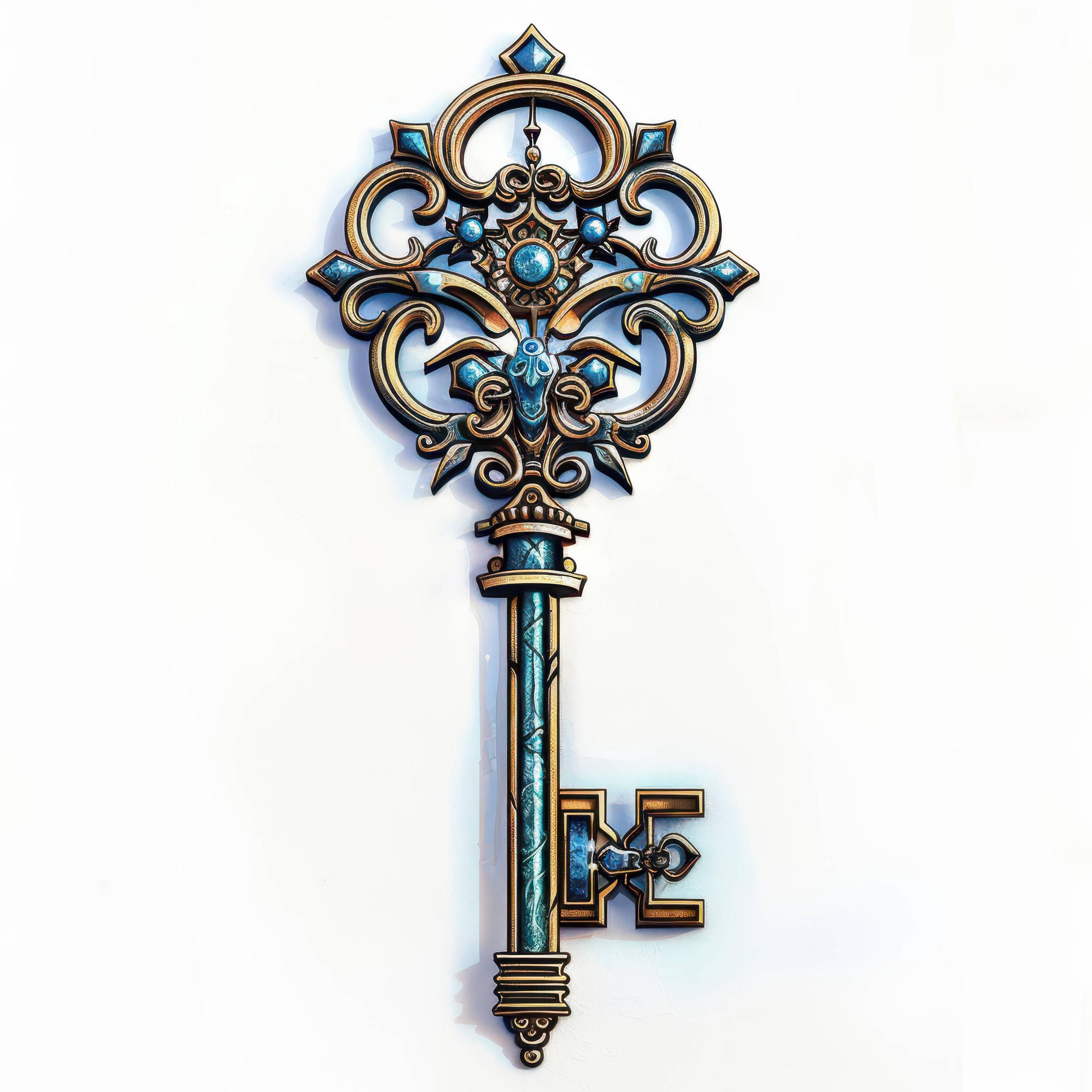 13 Intricate Keys Clipart Bundle, Printable Watercolor Authentic ...