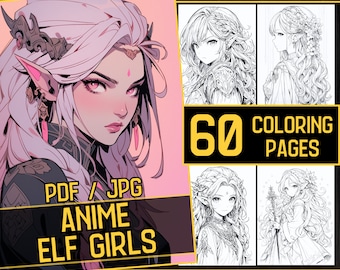 Anime Elf Girls Adult Coloring Book 60 mooie kleurplaten